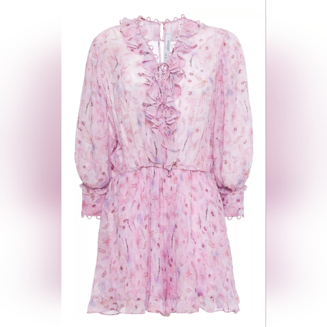Iro Paris Joyce Paisley Ruffle Elasticated Waist Lace-Up Dress